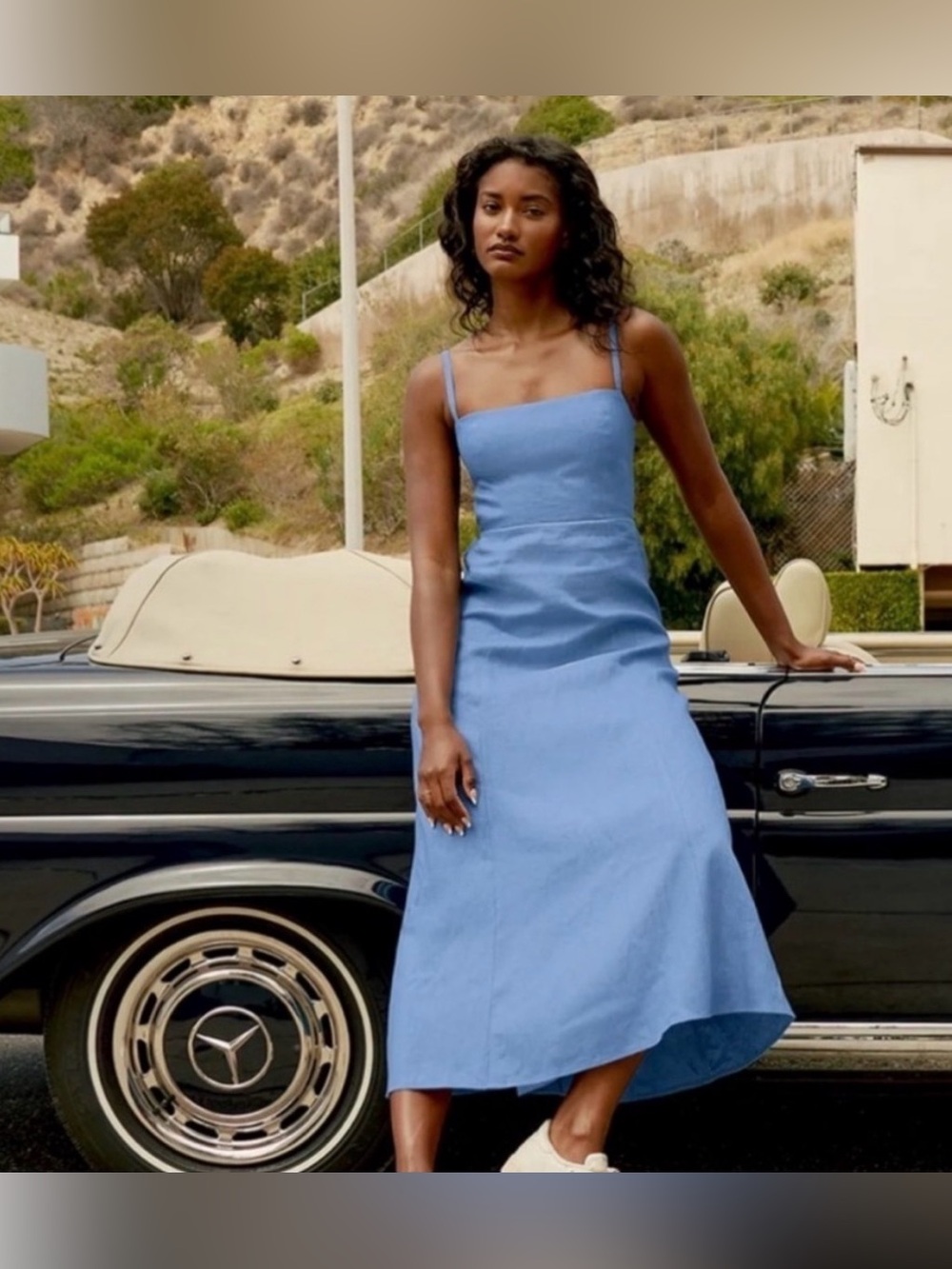 NWT Reformation Starfruit Linen Midi Dress in Parisian Blue (12)